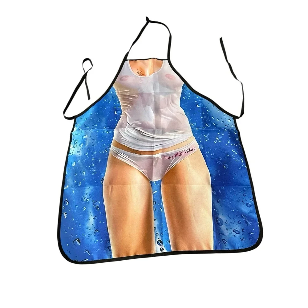 NEW‎ novelty adult ONE SIZE apron full coverage funny SEXY WET LADY WOMEN WHITE